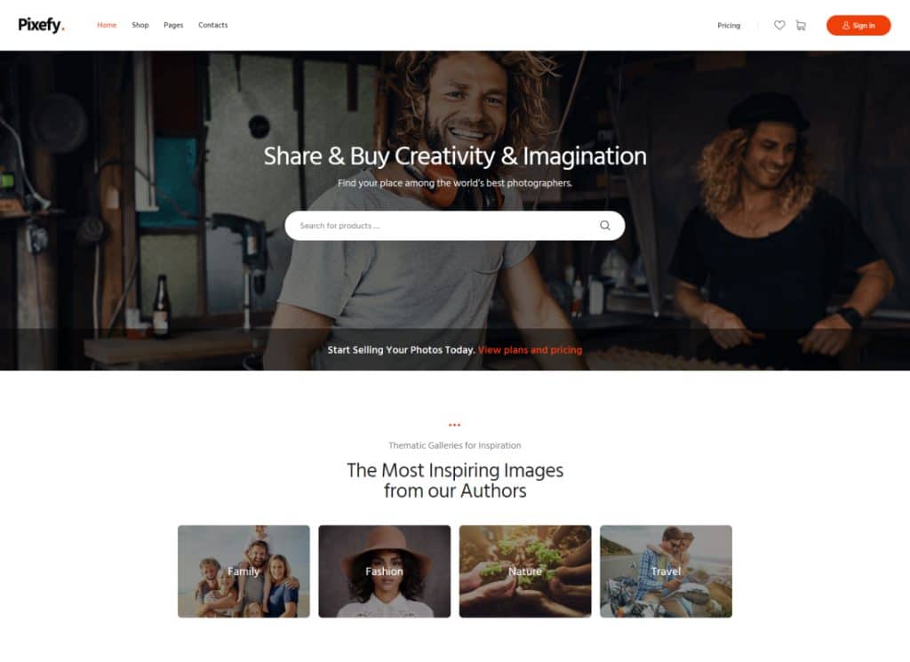 Pixefy | Uniwersalny motyw Photography Marketplace + wtyczka WCFM