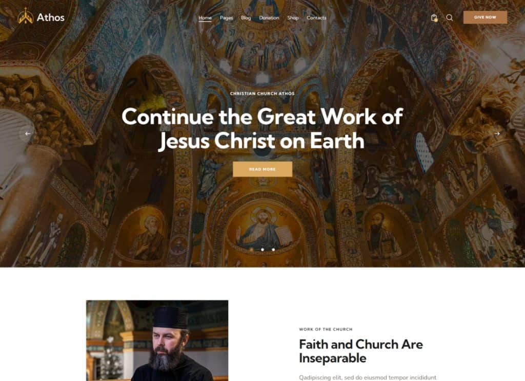 Athos | Tema WordPress della Chiesa cristiana ortodossa