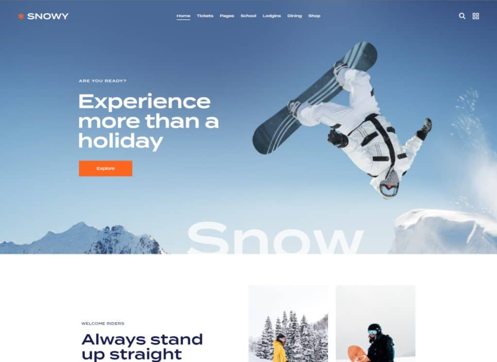 Verschneit | Skigebiet und Snowboard-WordPress-Theme