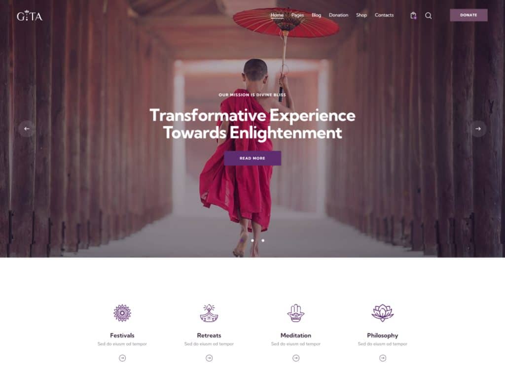 Gita | Tema Spiritual Ajaran & Yoga WordPress