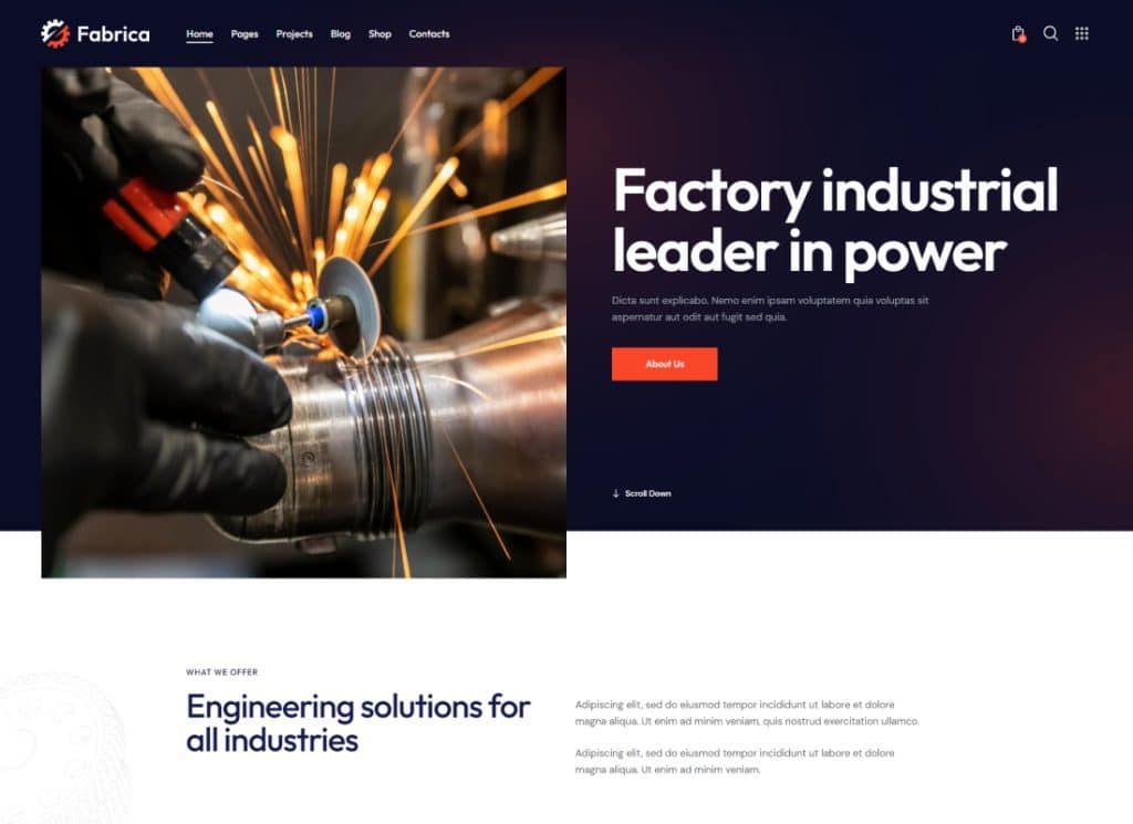แฟบริกา | ธีม WordPress ของโรงงานอุตสาหกรรมและวิศวกรรม