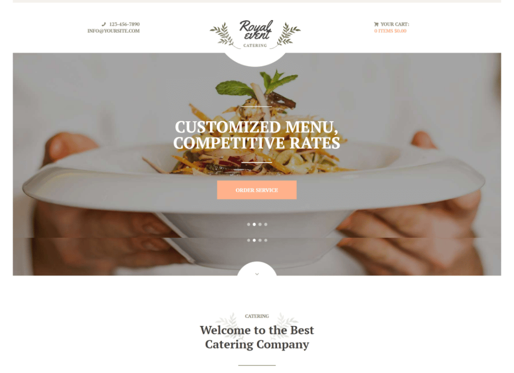 Evento reale | Un tema WordPress per wedding planner e società di catering + Elementor