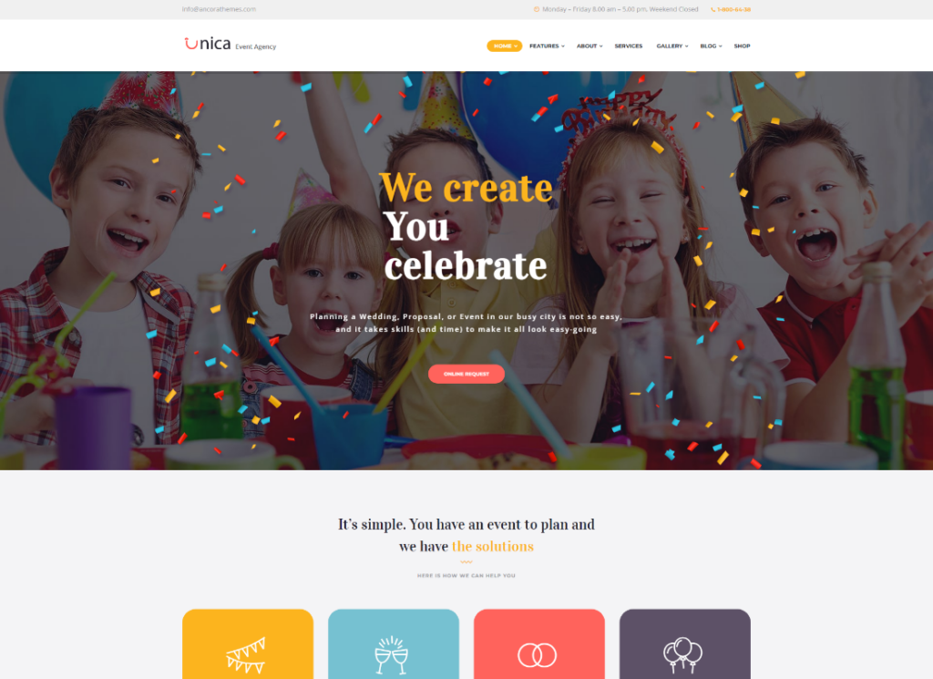 Unica | Eventplanung, Geburtstags- und Hochzeitsagentur, WordPress-Theme