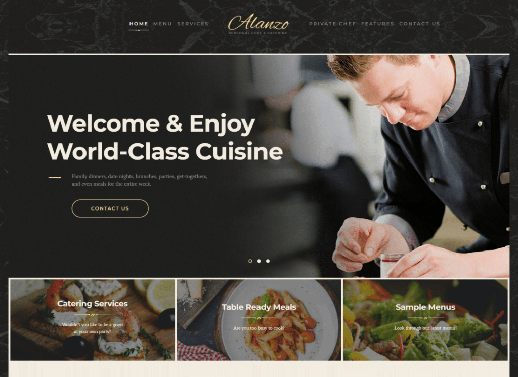 Alanzo | Persönliches Koch- und Hochzeits-Catering-Event-WordPress-Theme