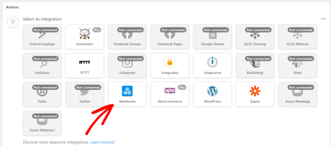 تكامل webhook