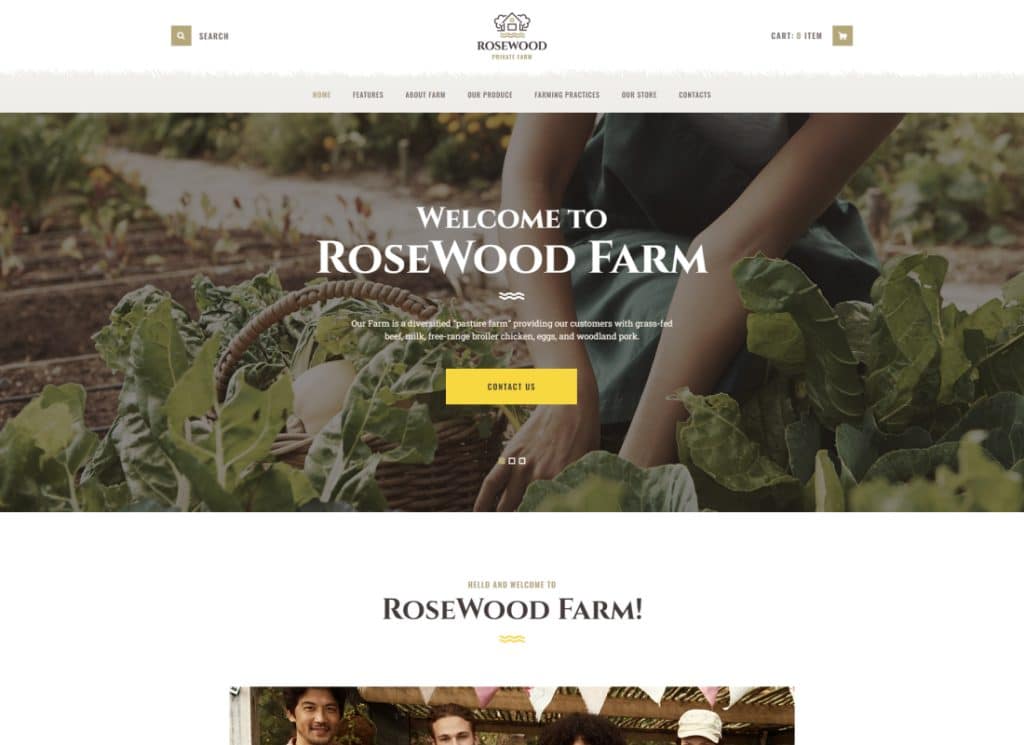 Rosewood - Thème WordPress agricole pour l'agriculture biologique écologique