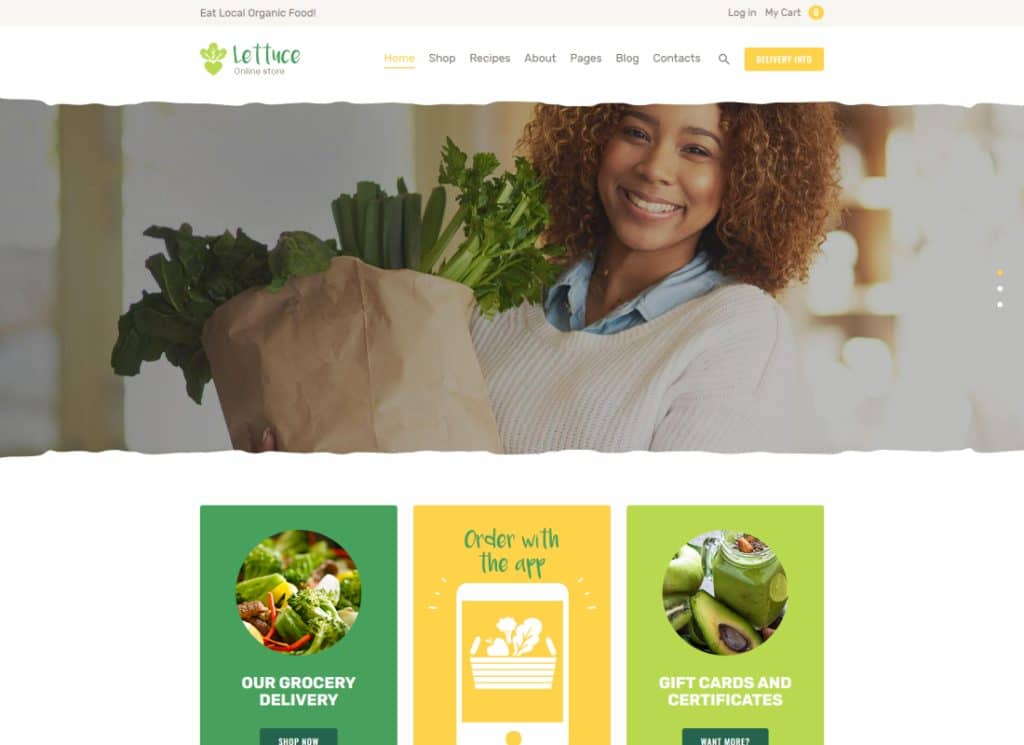 Laitue - Thème WordPress pour les produits de la boutique en ligne bio et écologique