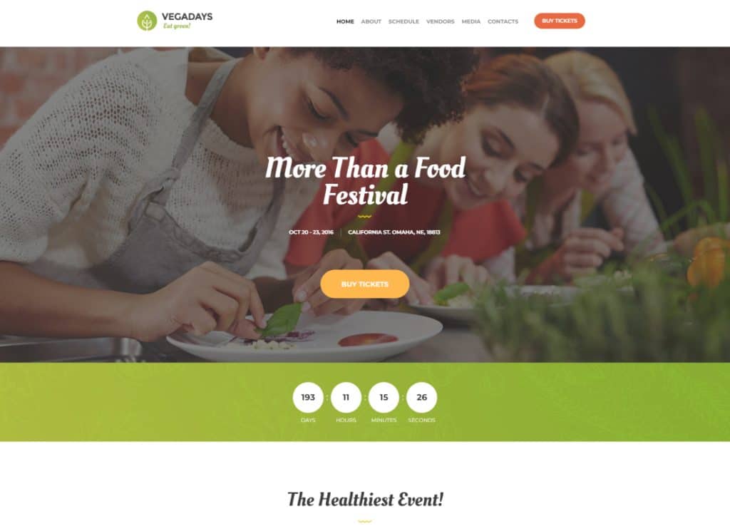 VegaDays – WordPress-Theme für Vegetarisches Essensfestival und Öko-Event