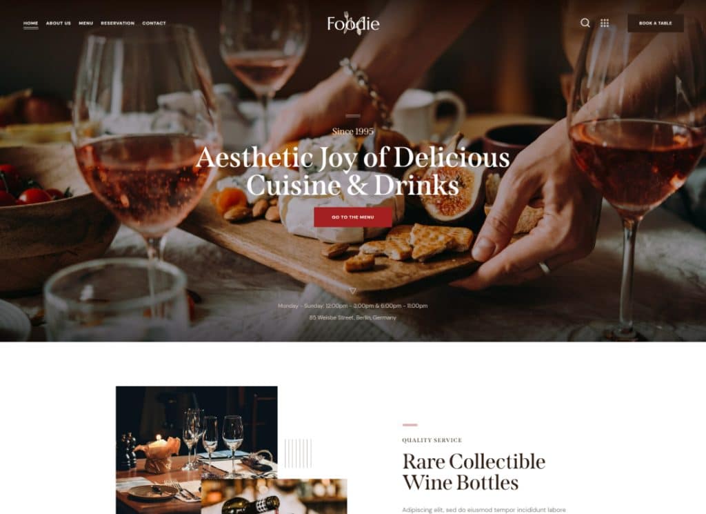 Foodie - ธีมอาหารและไวน์ Elementor Multiskin WordPress