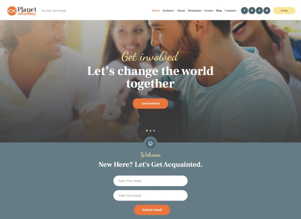 Planet Shakers - Tema WordPress para Iglesia y Religión