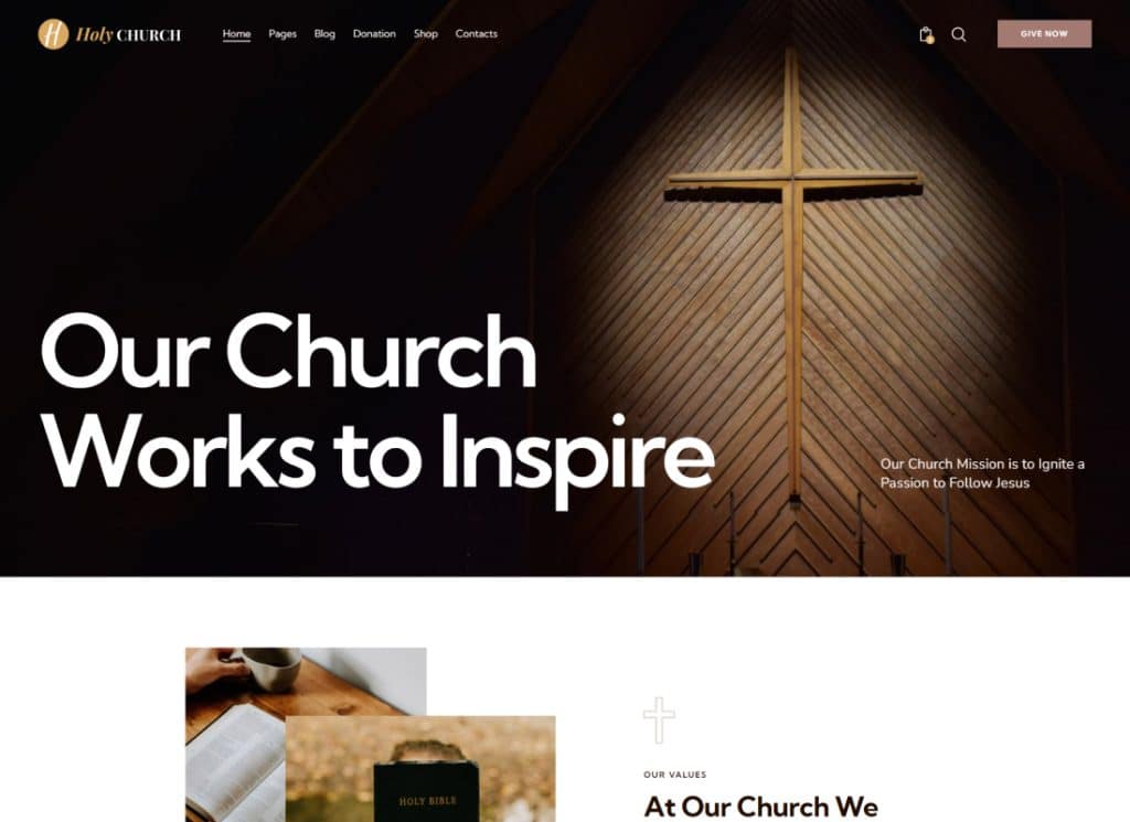 Heilige Kirche – WordPress-Theme für Religion, Wohltätigkeit und gemeinnützige Organisationen