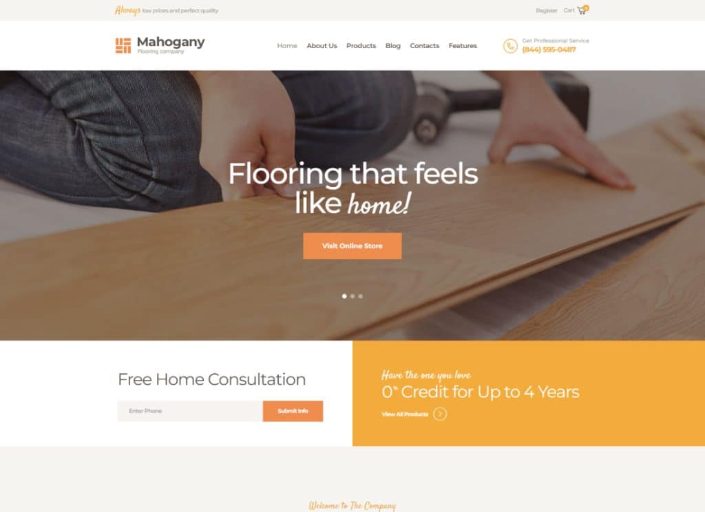 Mahogany - 木工木製品和地板公司 WordPress 主題