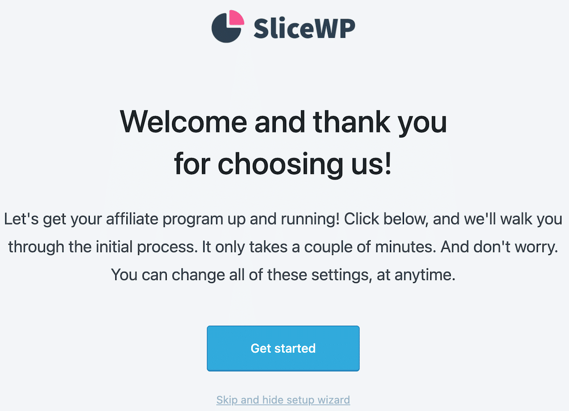 SliceWP setup wizard