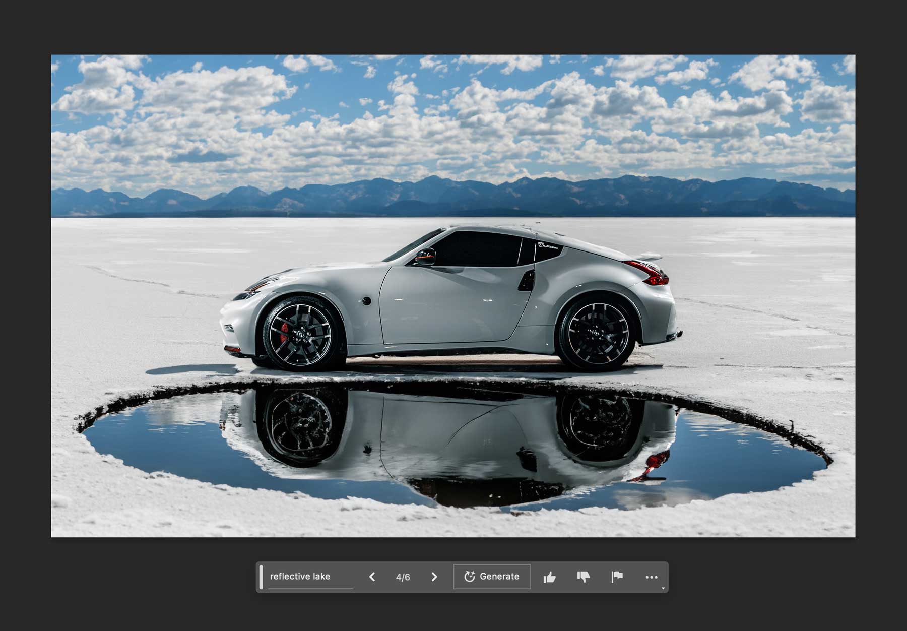 reflet d'une voiture dans le lac