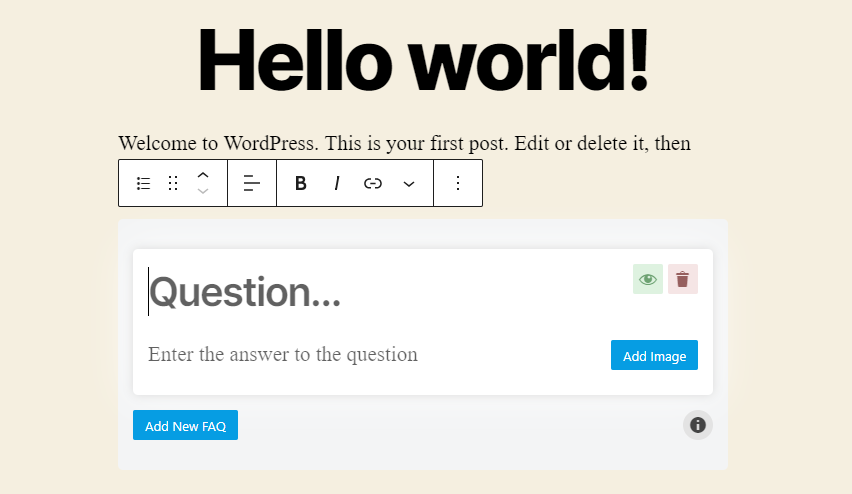 editor di faq - visualizza le domande frequenti in WordPress