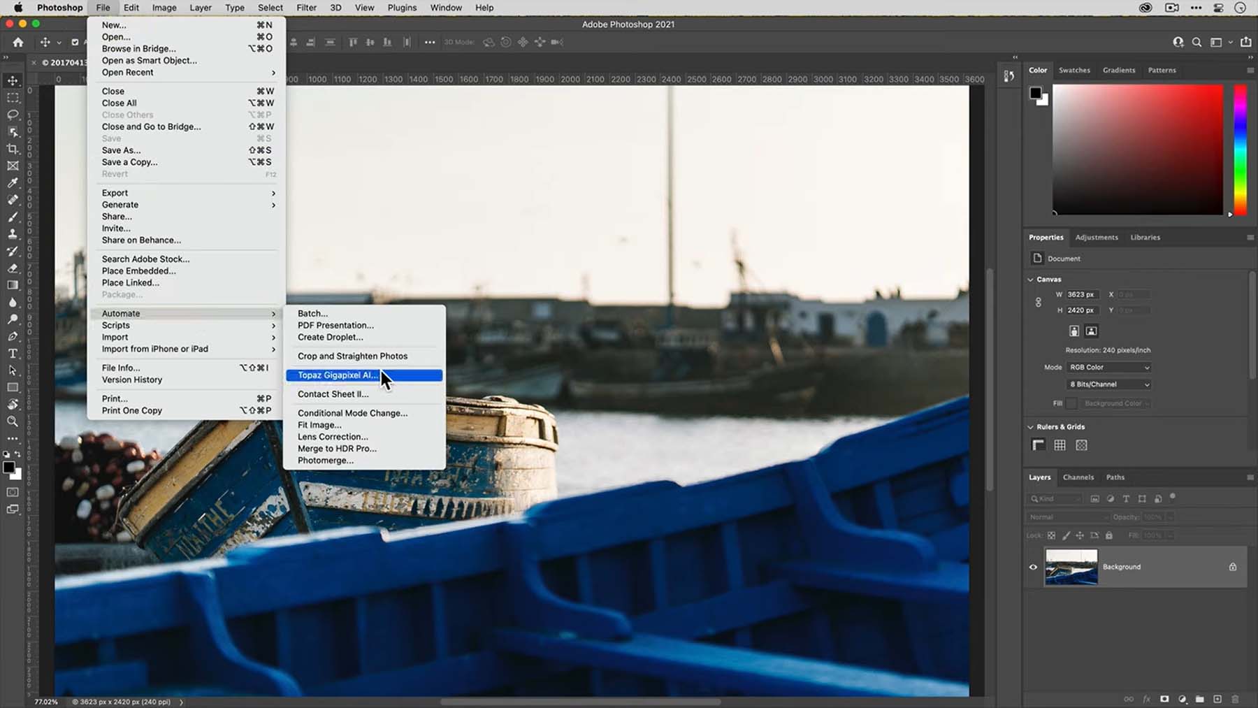 Gigapixel AI และแอพภายใน Adobe Creative Suite