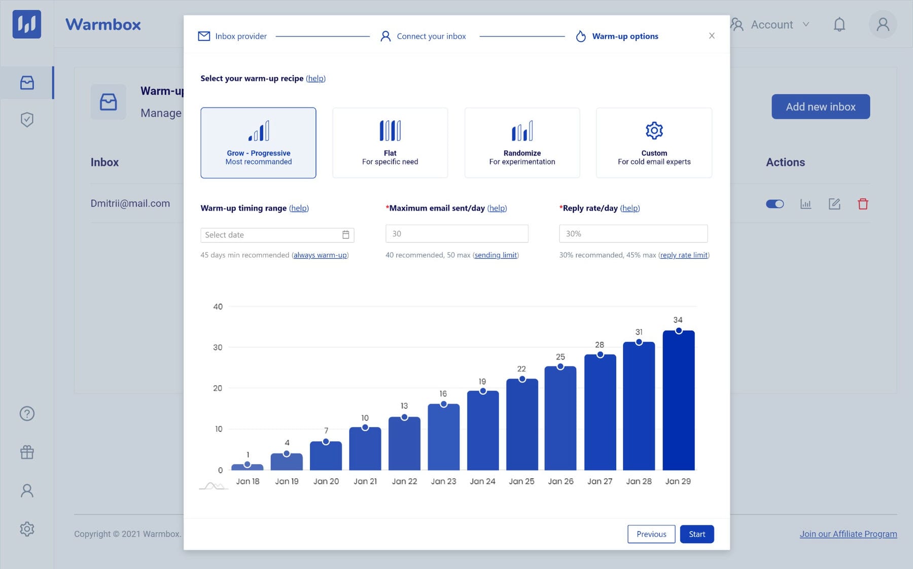 Warmbox AI 영업 도구 Inbox Warming for Outreach