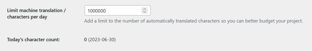 每天限制自動翻譯的字符數