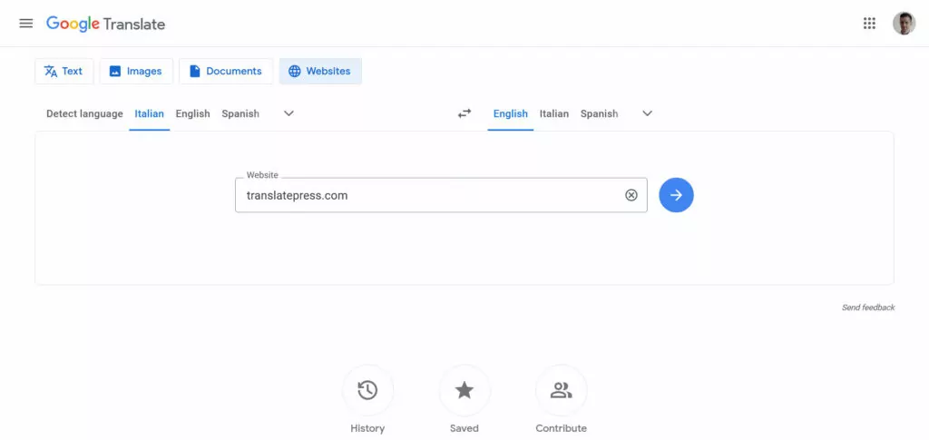 google translate ile site çevir