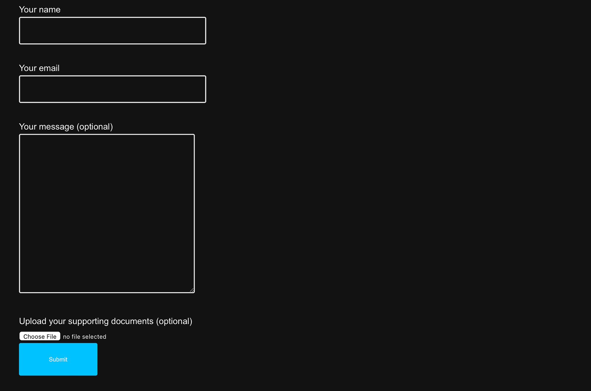 Pratinjau formulir unggah file.