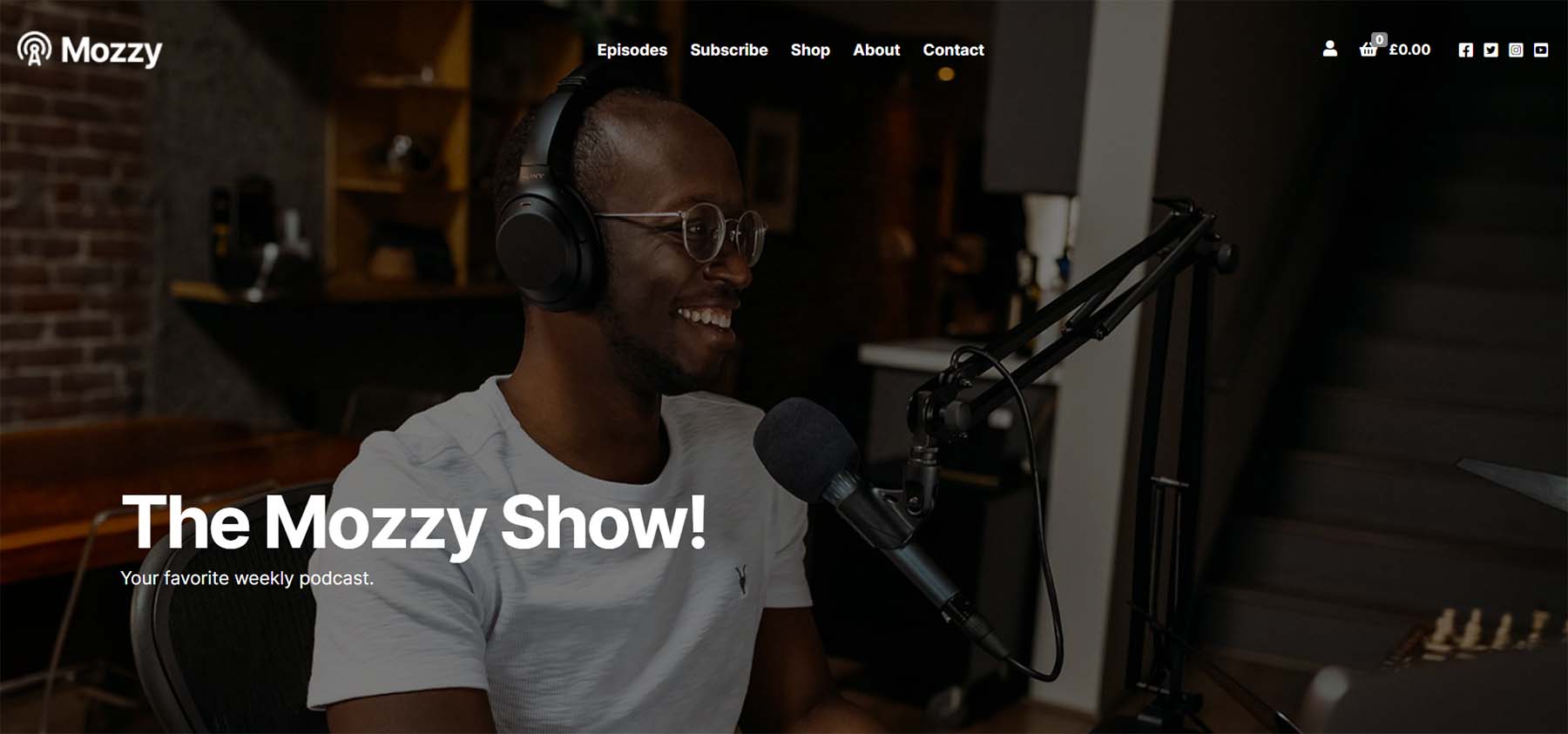 Mozzy, um tema de podcast para WordPress