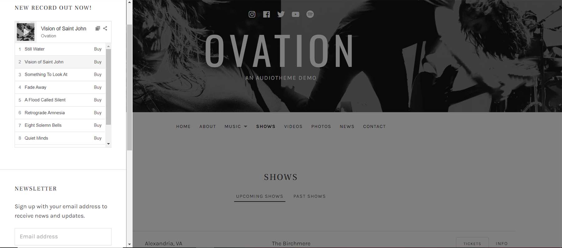 Ovation의 사이드바 재생 목록 모듈