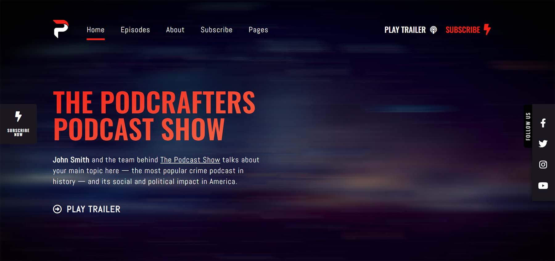 Podcrafter, um tema de podcast WordPress