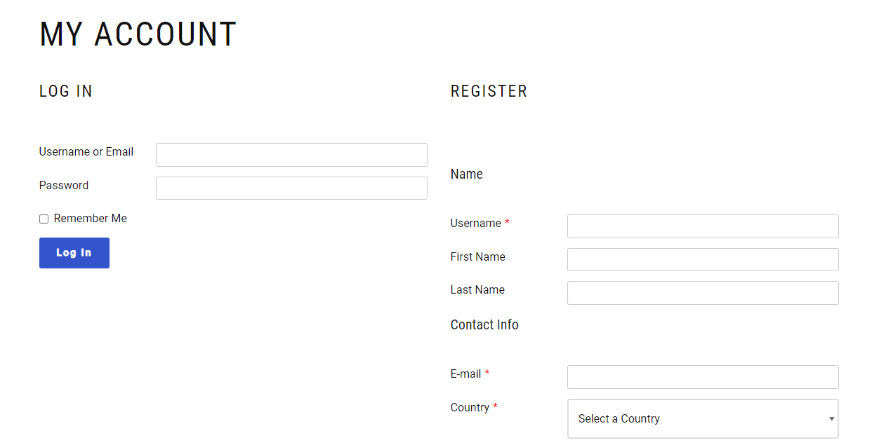 Autentificare și înregistrare nouă formular frontend