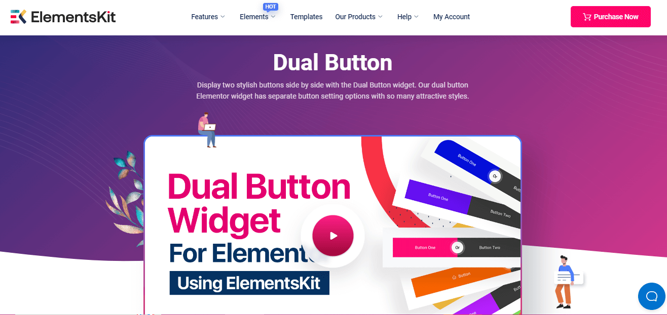 วิดเจ็ตปุ่มคู่โดย ElementsKit