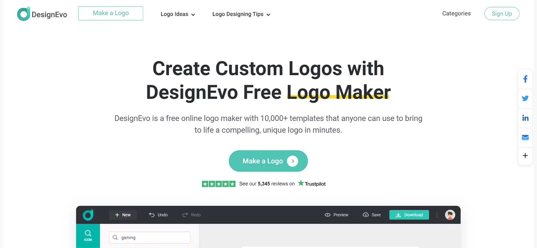 DesignEVO, um gerador de logotipo AI