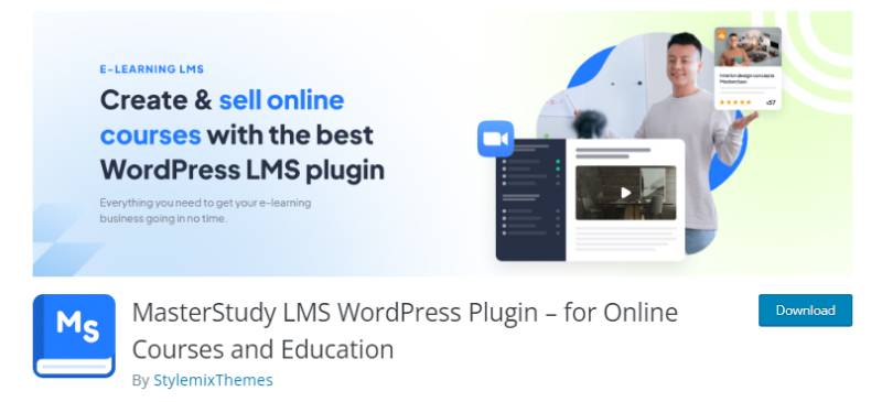 ปลั๊กอิน masterstudy lms wordpress สำหรับภาพหน้าจอหน้าดาวน์โหลดหลักสูตรออนไลน์