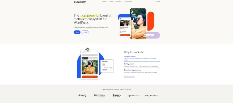 Screenshot der Learndash-Homepage