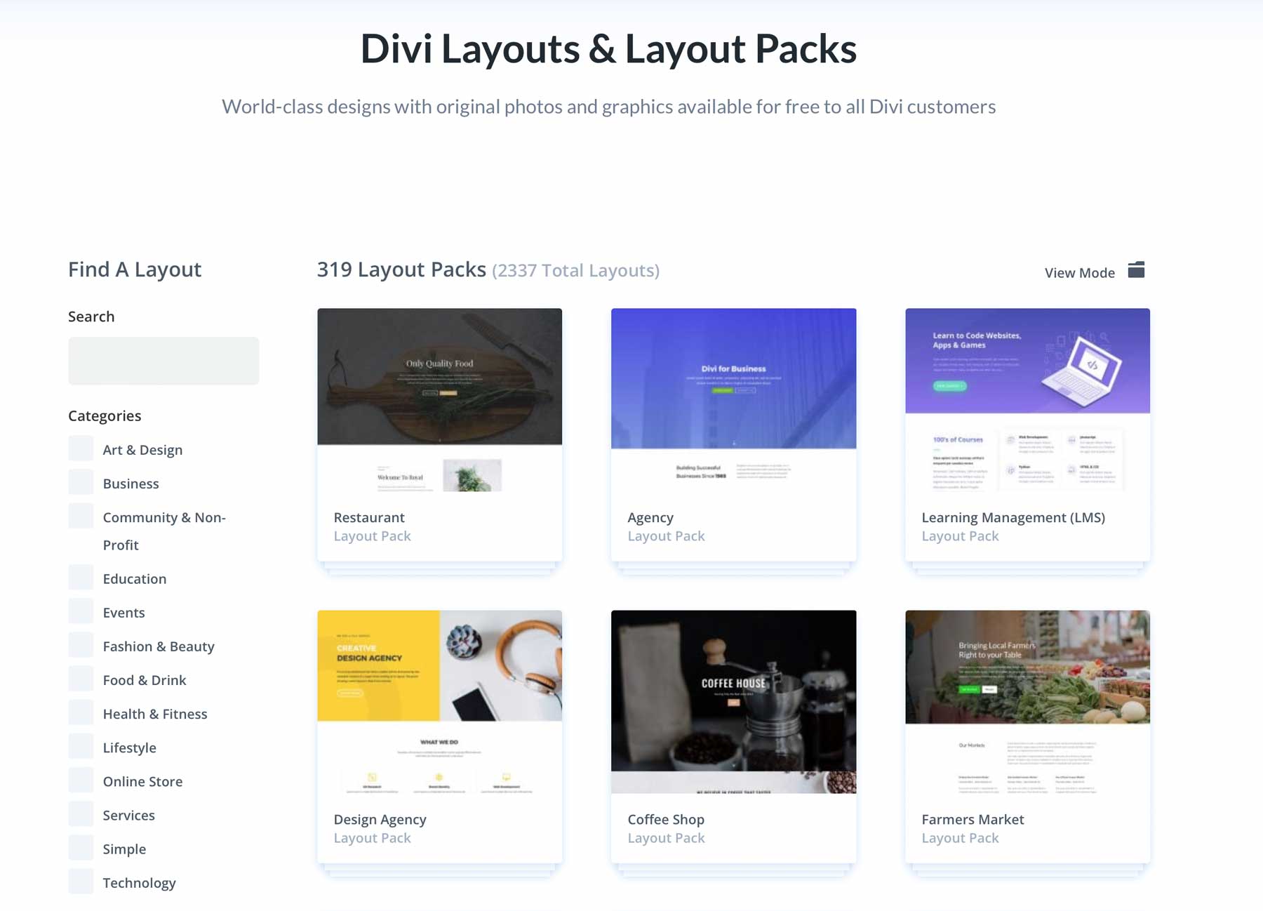 Packs de mise en page Divi