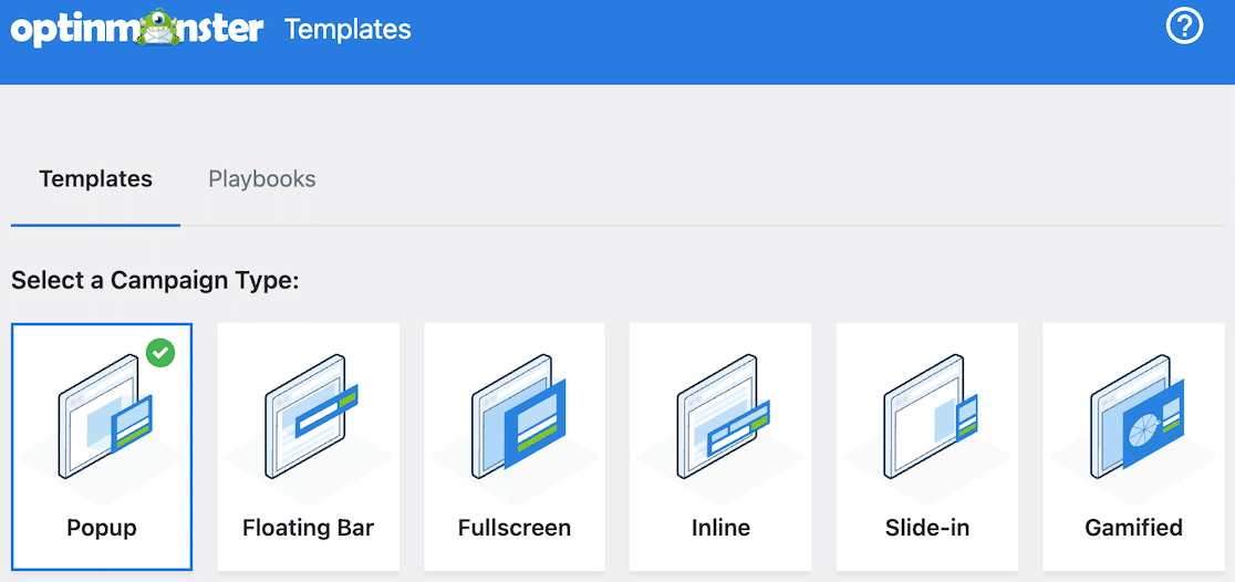 Selecting a template in OptinMonster