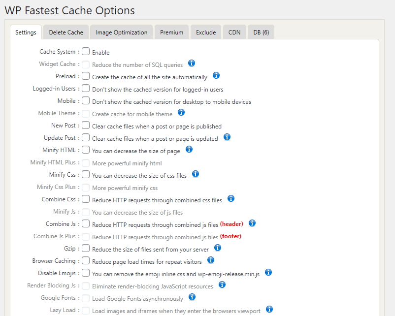 wp schnellste Cache-Optionen