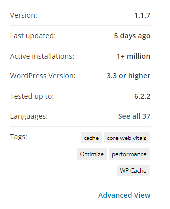 installazione della cache più veloce di wp