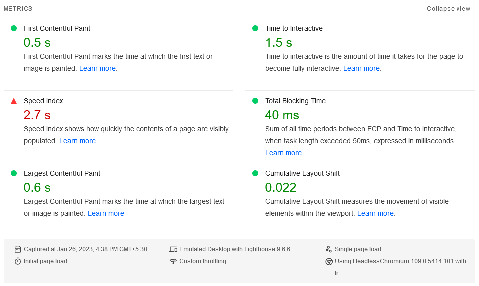 Métricas de PageSpeed ​​Insights