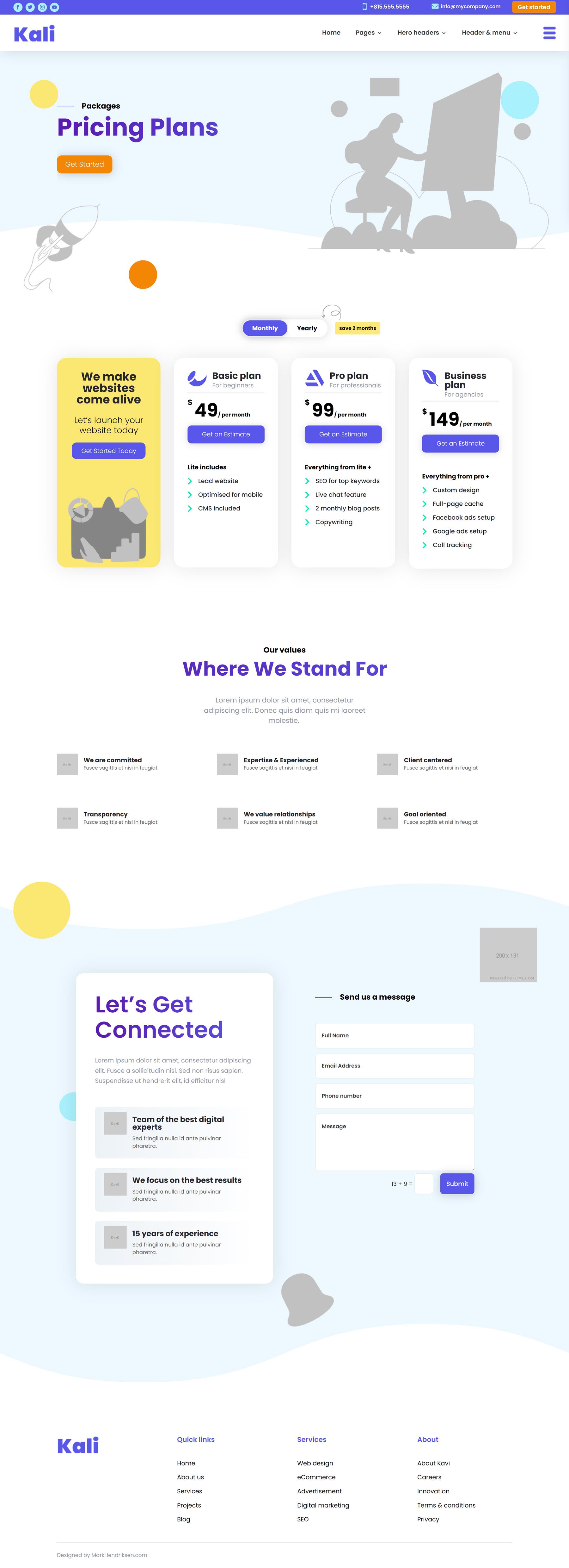 Plans tarifaires Kali Multi-Purpose Divi Child Theme