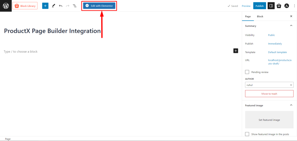 Edit With Elementor for ProductX Integration