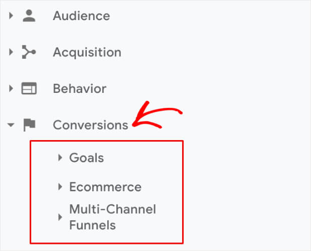 choix de conversions google analytics