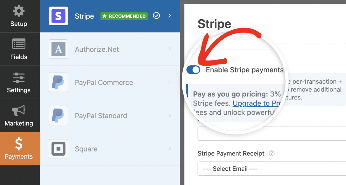 Enable Stripe payments