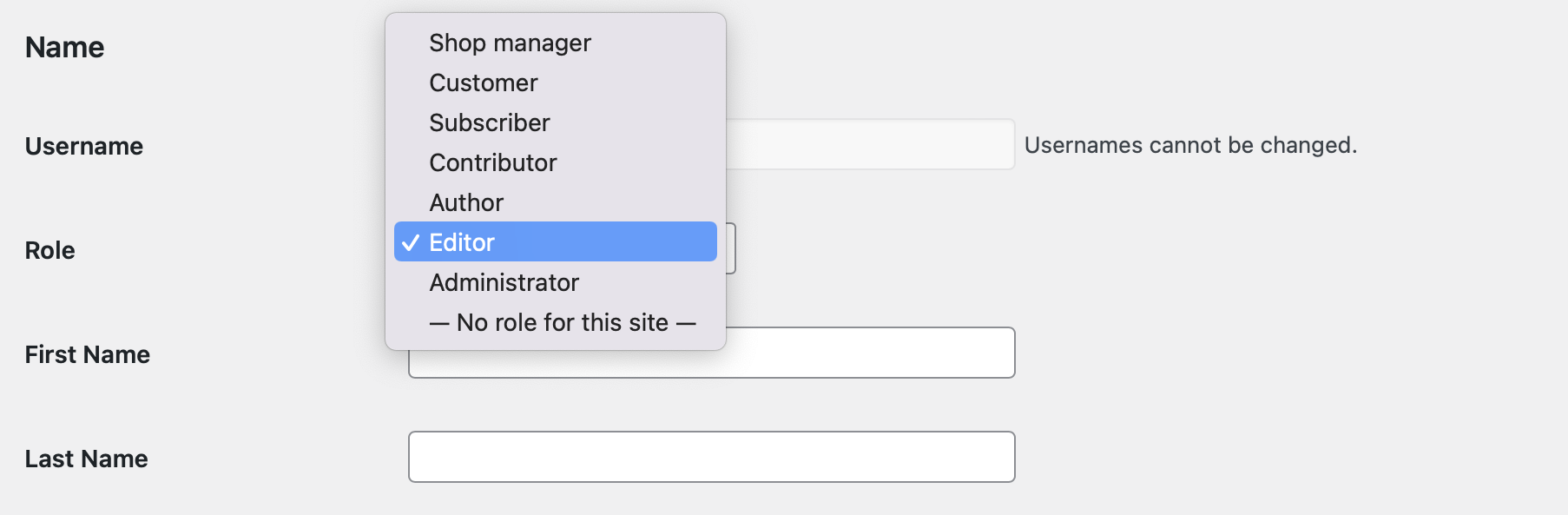 modification des autorisations utilisateur