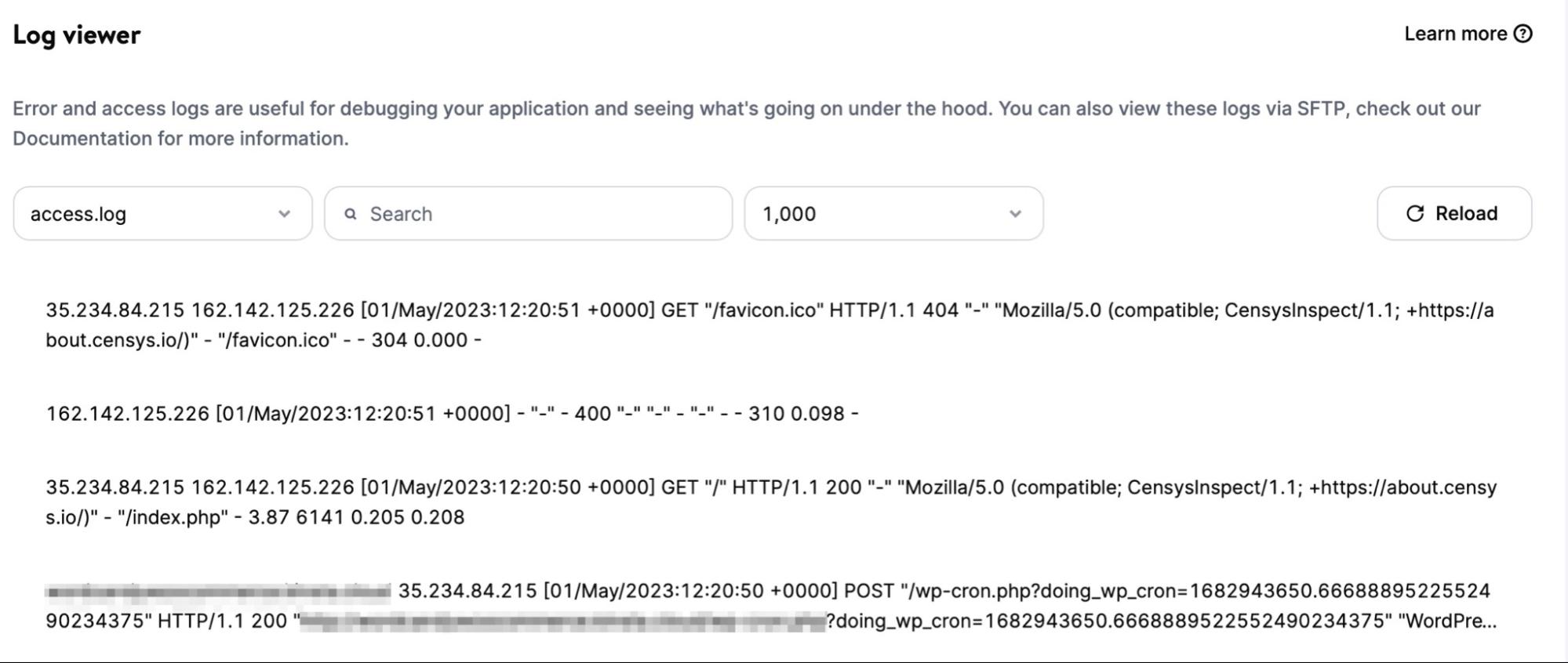 penampil log basis data