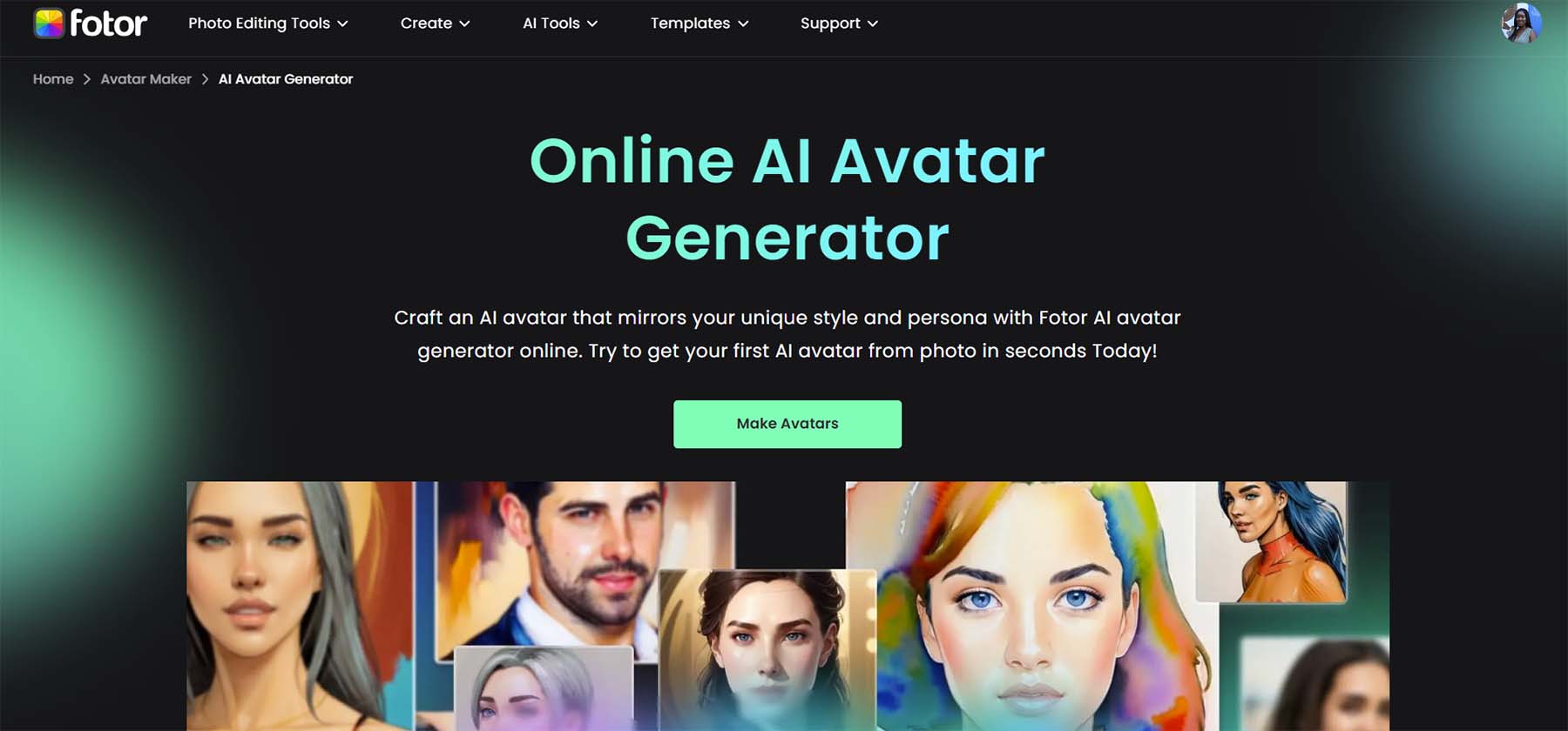 Fotor Generador de avatares con IA