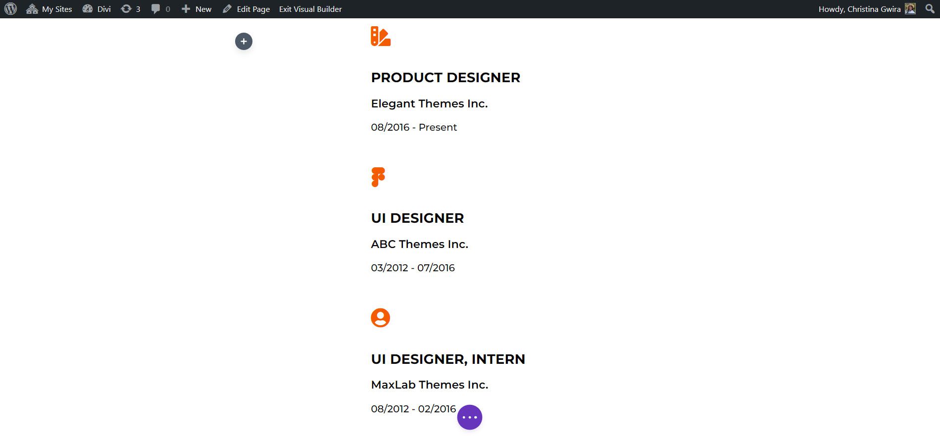 Iconos utilizados en la sección de currículum en línea