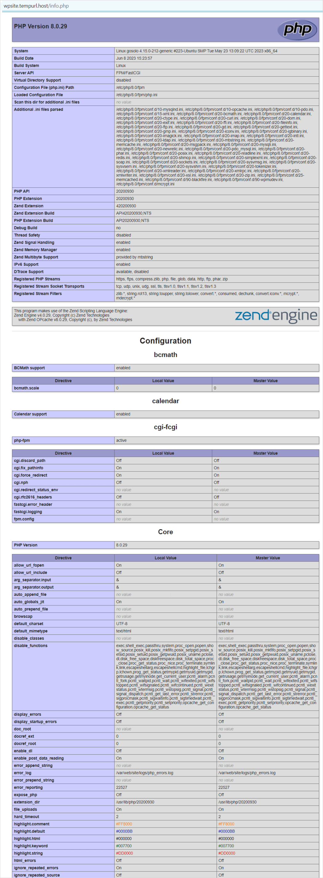 Raportul funcției PHP.