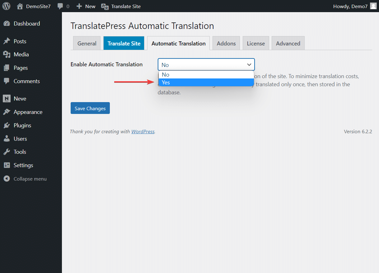 Abilita la traduzione automatica per il plugin WordPress TranslatePress