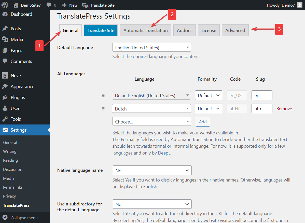 Vérifiez si tous les paramètres de traduction automatique sont corrects