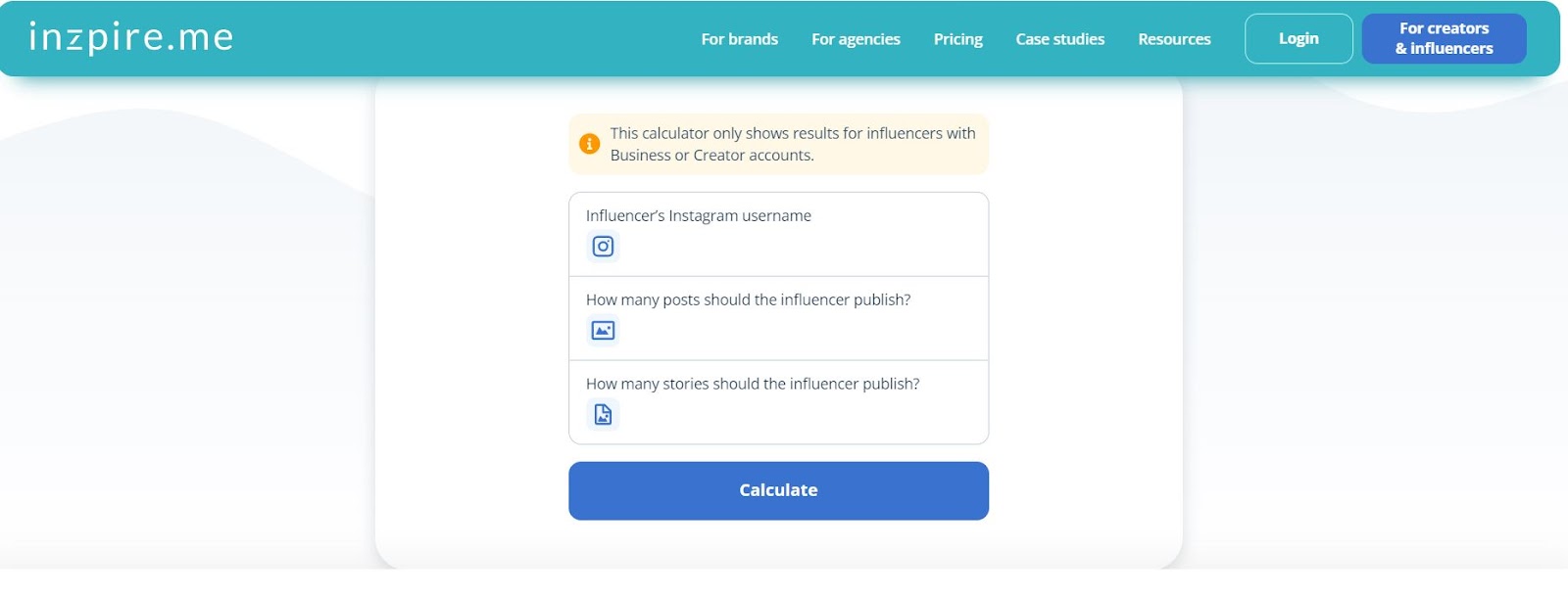 Inzpire. me: Instagram Money Calculator