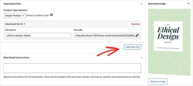 Easy Digital Downloads add new product file